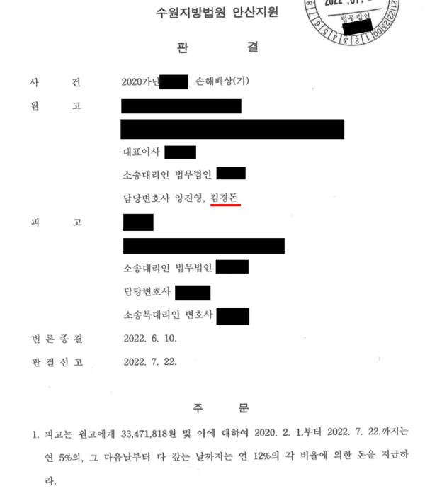 영업양도에 따른 허위의 손해배상청구를 방어한 사례 승소 사례 이미지